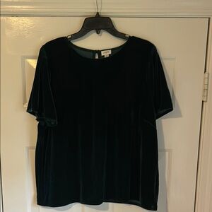 J Crew Women's Velvet Top - Dark Green 2X nwt